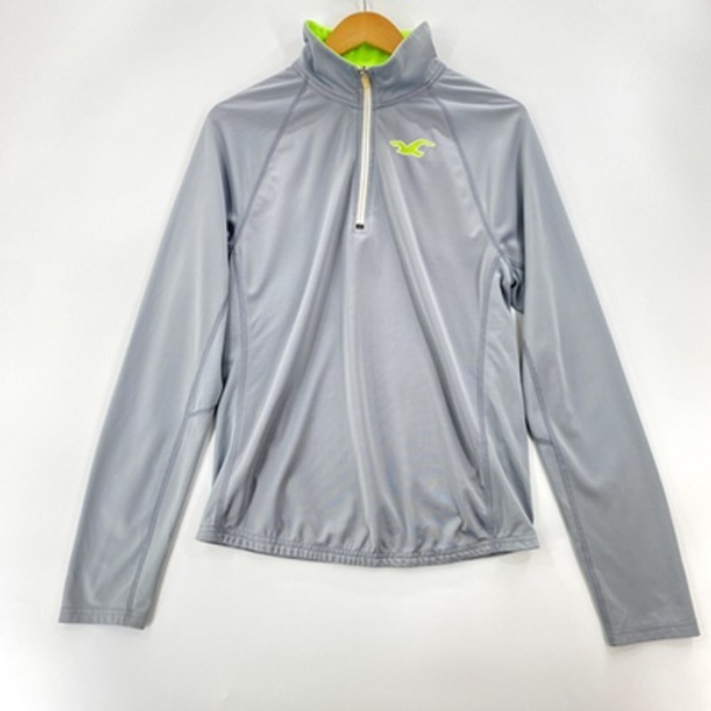 Hollister Men's Pullover Medium Gray Quarter Zip Sweatshirt Performance